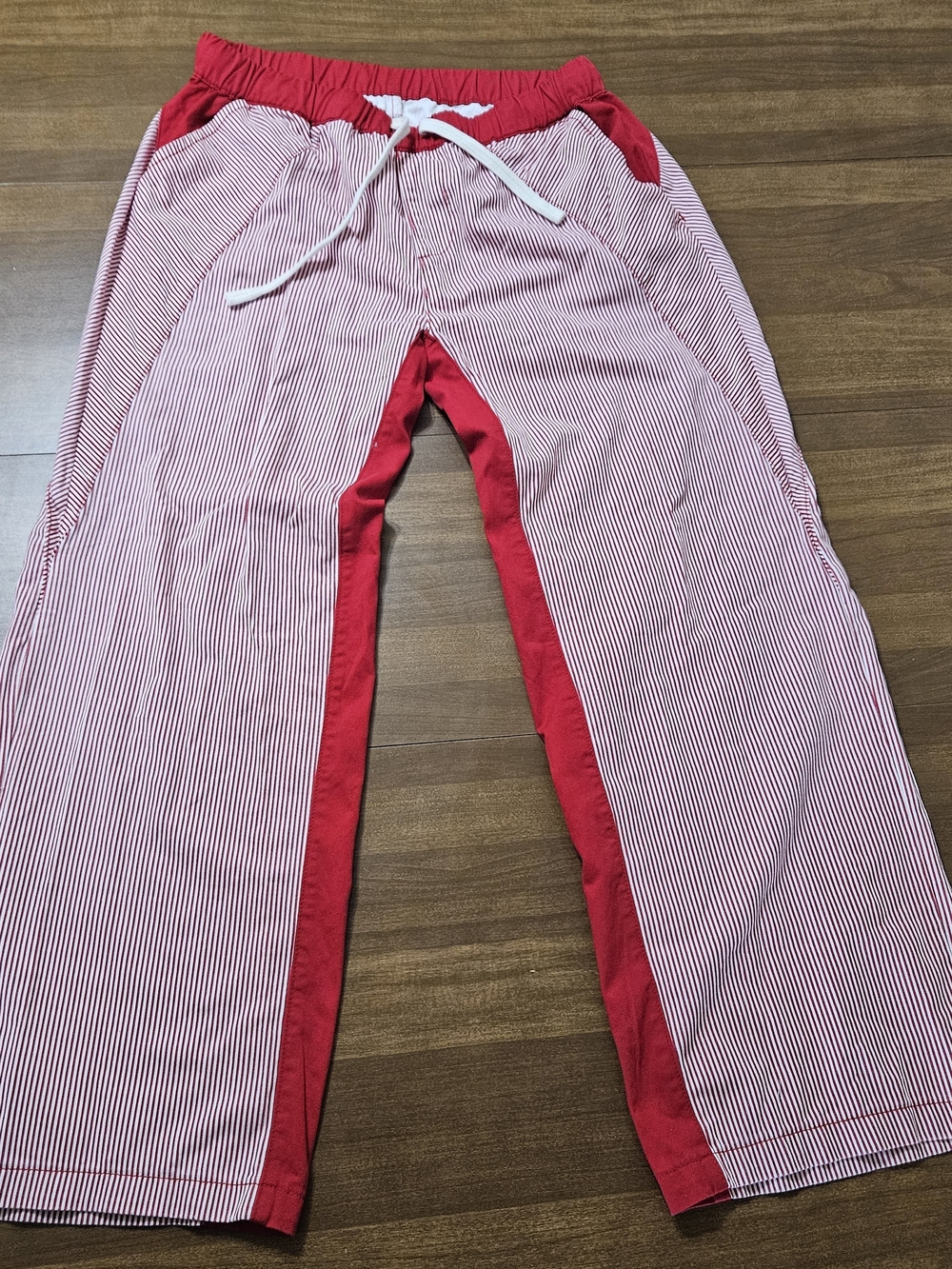 Red Striped Wide-Leg Lounge Pants with Contrast Panels